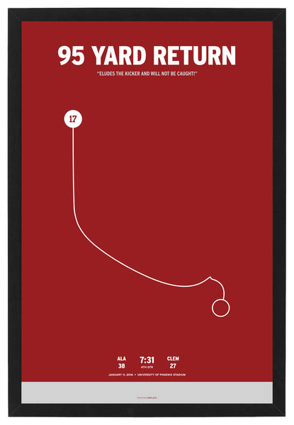 Alabama Kenyan Drake 95 Yard Return 2016 Framed Print