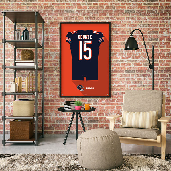 Chicago Bears Rome Odunze Autographed Jersey Framed Print