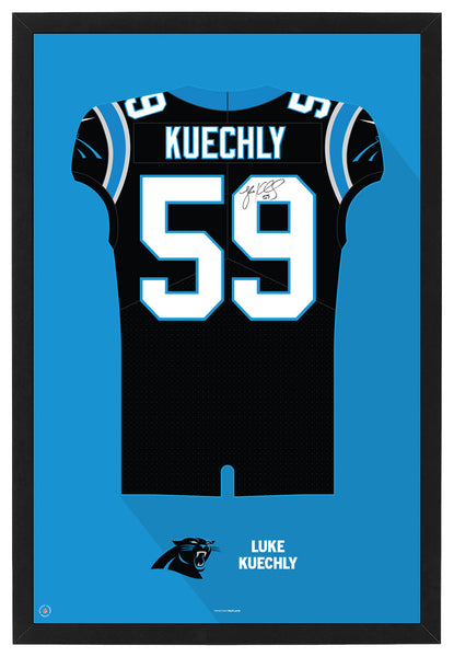 Carolina Panthers Luke Kuechly Jersey Framed Print