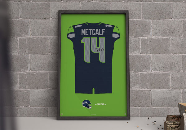 Seattle Seahawks Metcalf Autographed Jersey Framed Print