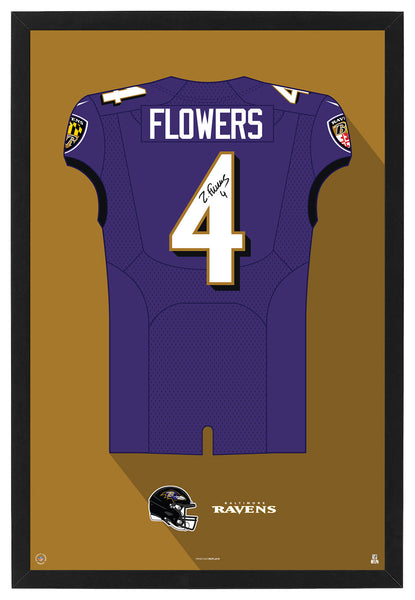 Baltimore Ravens Zay Flowers Autographed Jersey Framed Print