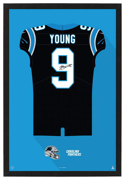 Carolina Panthers Bryce Young Autographed Jersey Framed Print