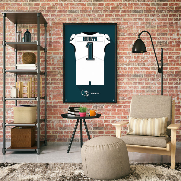 Philadelphia Eagles Jalen Hurts Autographed Jersey Framed Print
