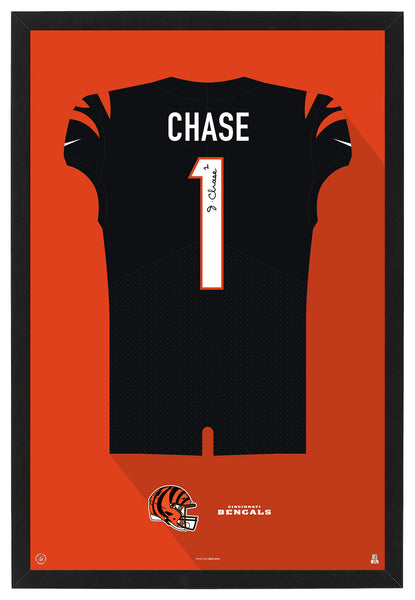 Cincinnati Bengals Ja'Marr Chase Autographed Jersey Framed Print