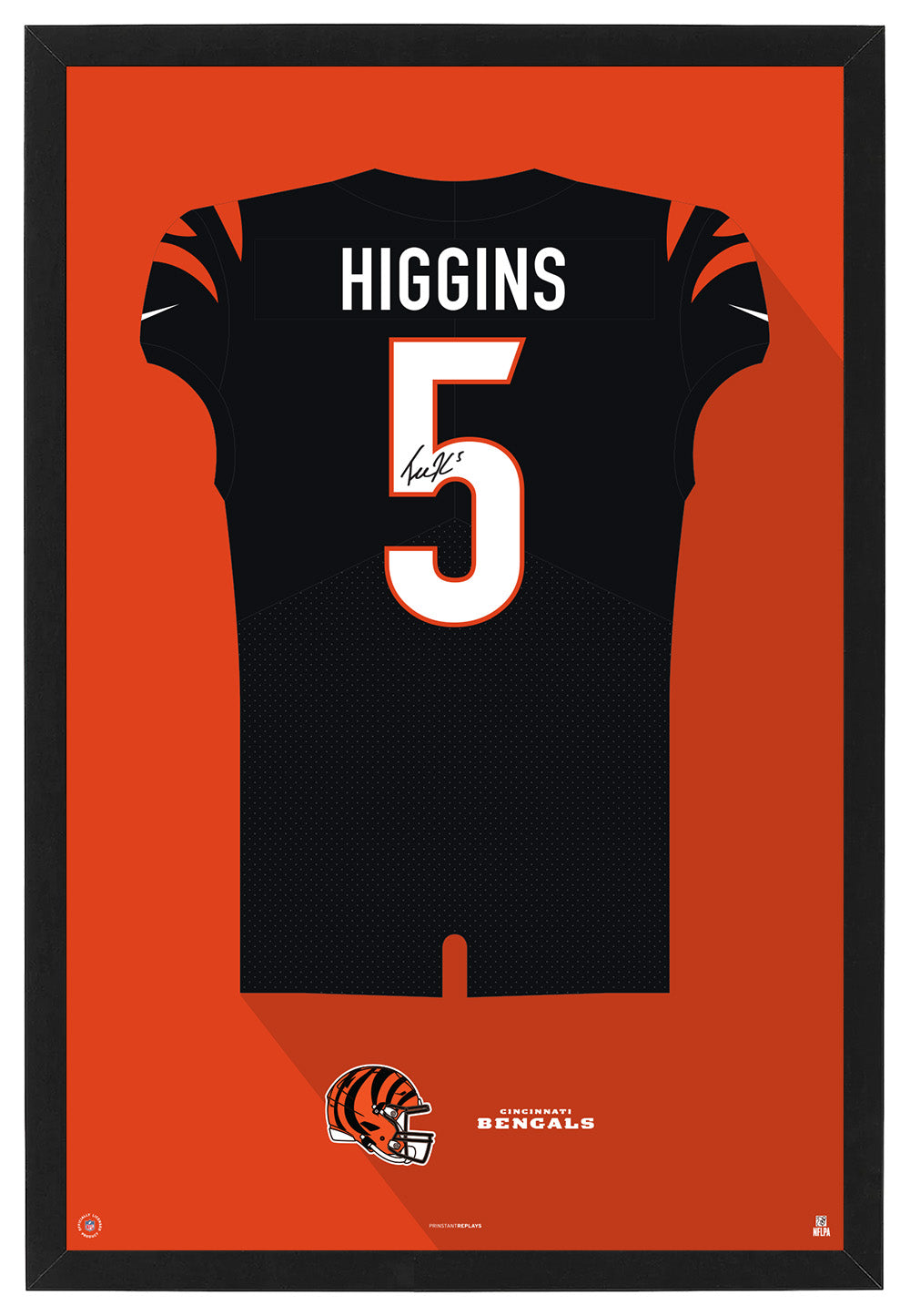 Cincinnati Bengals Tee Higgins Autographed Jersey Framed Print