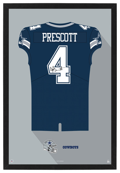 Dallas Cowboys Dak Prescott Autographed Jersey Framed Print