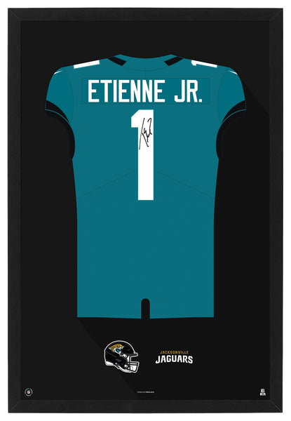 Jacksonville Jaguars Travis Etienne Autographed Jersey Framed Print