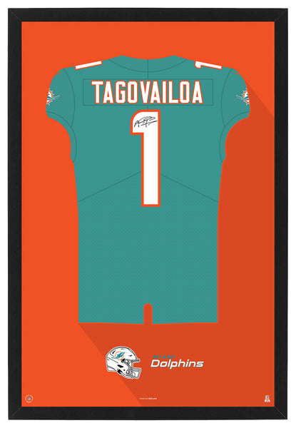 Miami Dolphins Tua Tagovailoa Autographed Jersey Framed Print