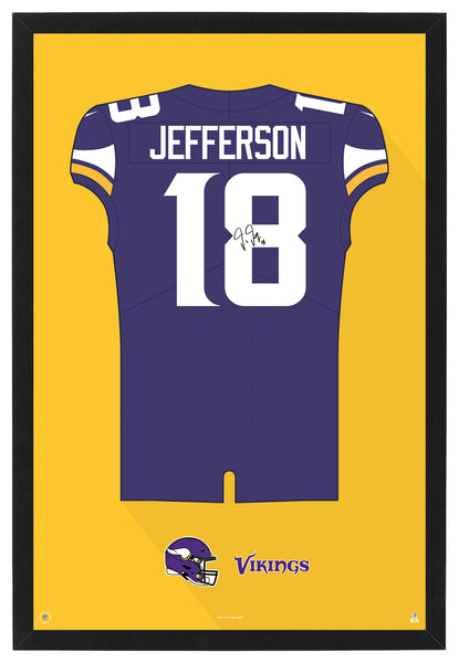 Minnesota Vikings Justin Jefferson Autographed Jersey Framed Print