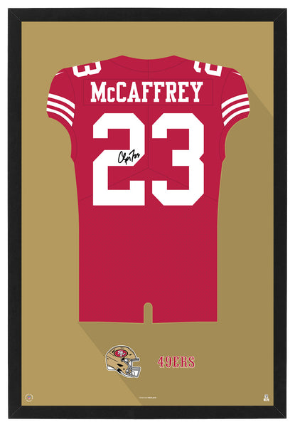 San Francisco 49ers Christian McCaffrey Autographed Jersey Framed Print