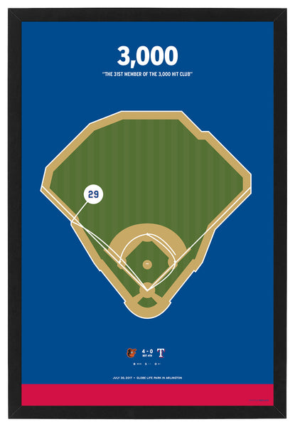 Rangers Adrian Beltre 3000 Hit Poster