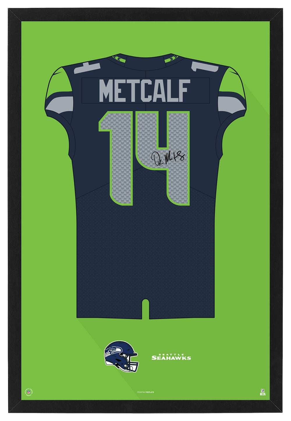 Seattle Seahawks D.K. Metcalf Autographed Jersey Framed Print