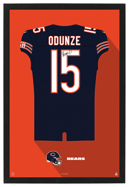 Chicago Bears Rome Odunze Autographed Jersey Framed Print