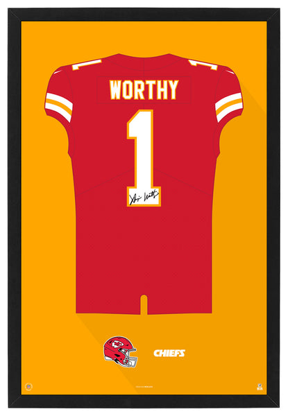 Kansas City Chiefs Xavier Worthy Autographed Jersey Framed Print