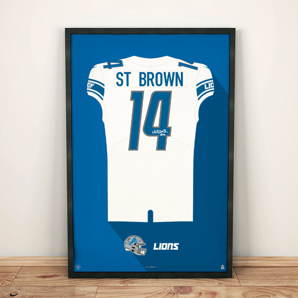 Detroit Lions Amon-Ra St. Brown Autographed Jersey Framed Print
