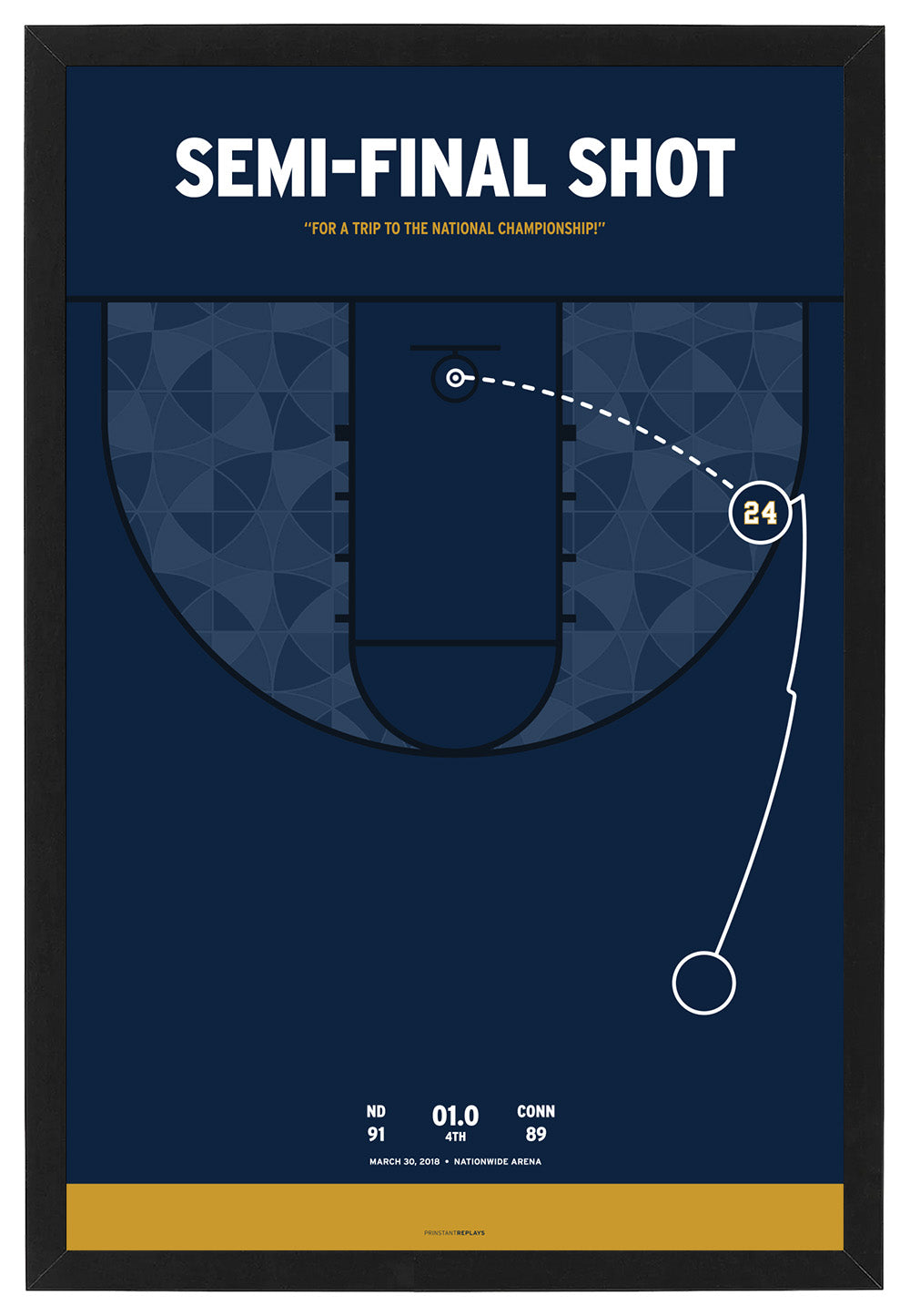Notre Dame Arike Ogunbowale The Semi-Final Shot Framed Poster