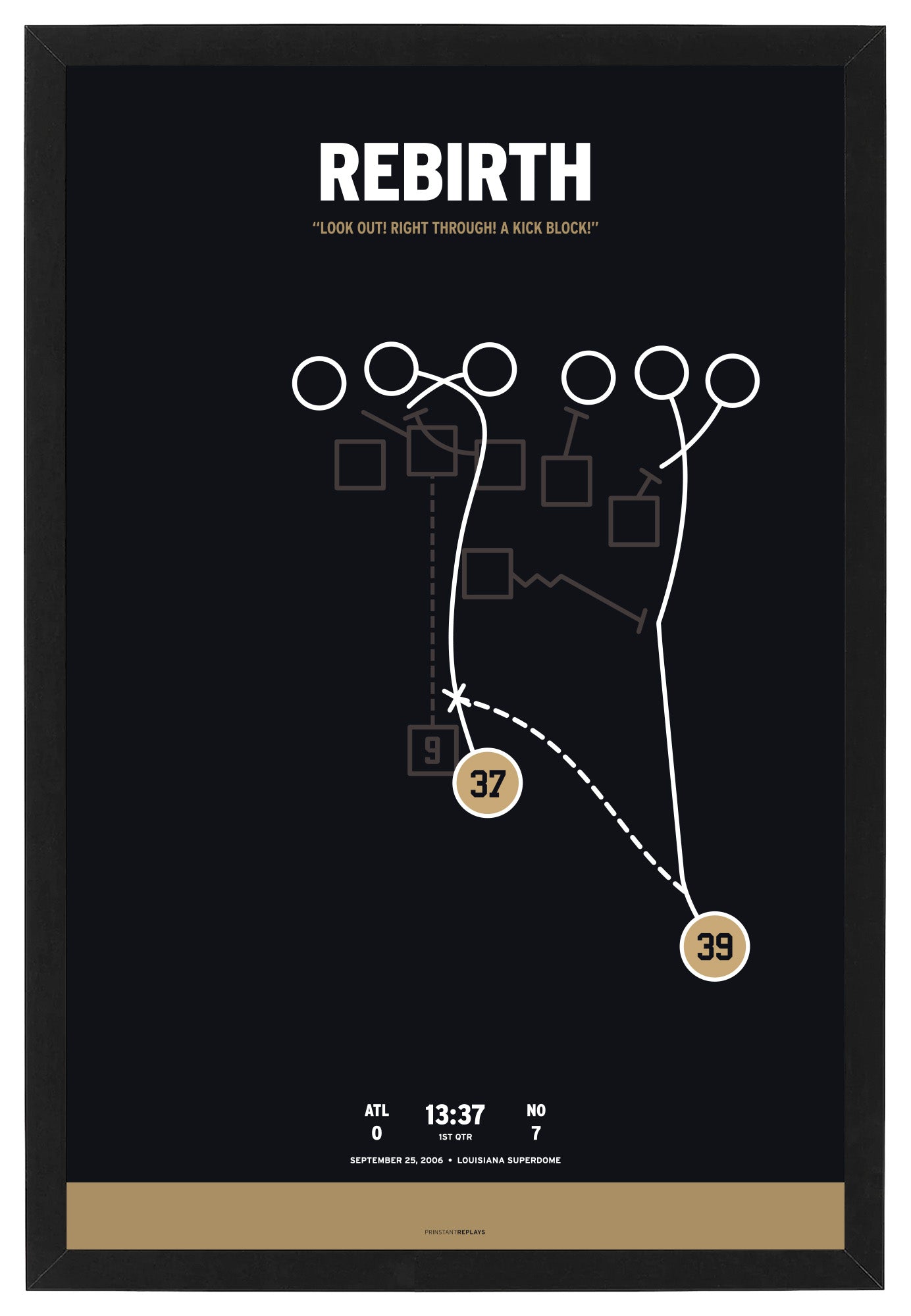 Saints Steve Gleason Rebirth Punt Block Framed Print