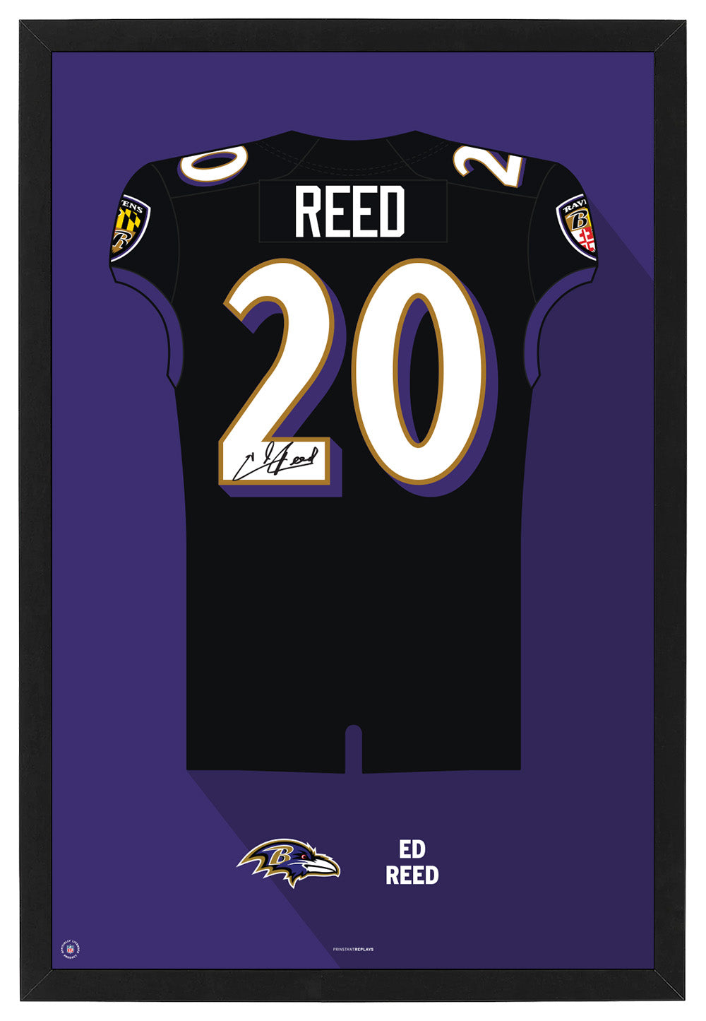 Baltimore Ravens Ed Reed Jersey Framed Print