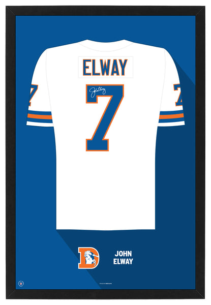 Denver Broncos John Elway Jersey Framed Print
