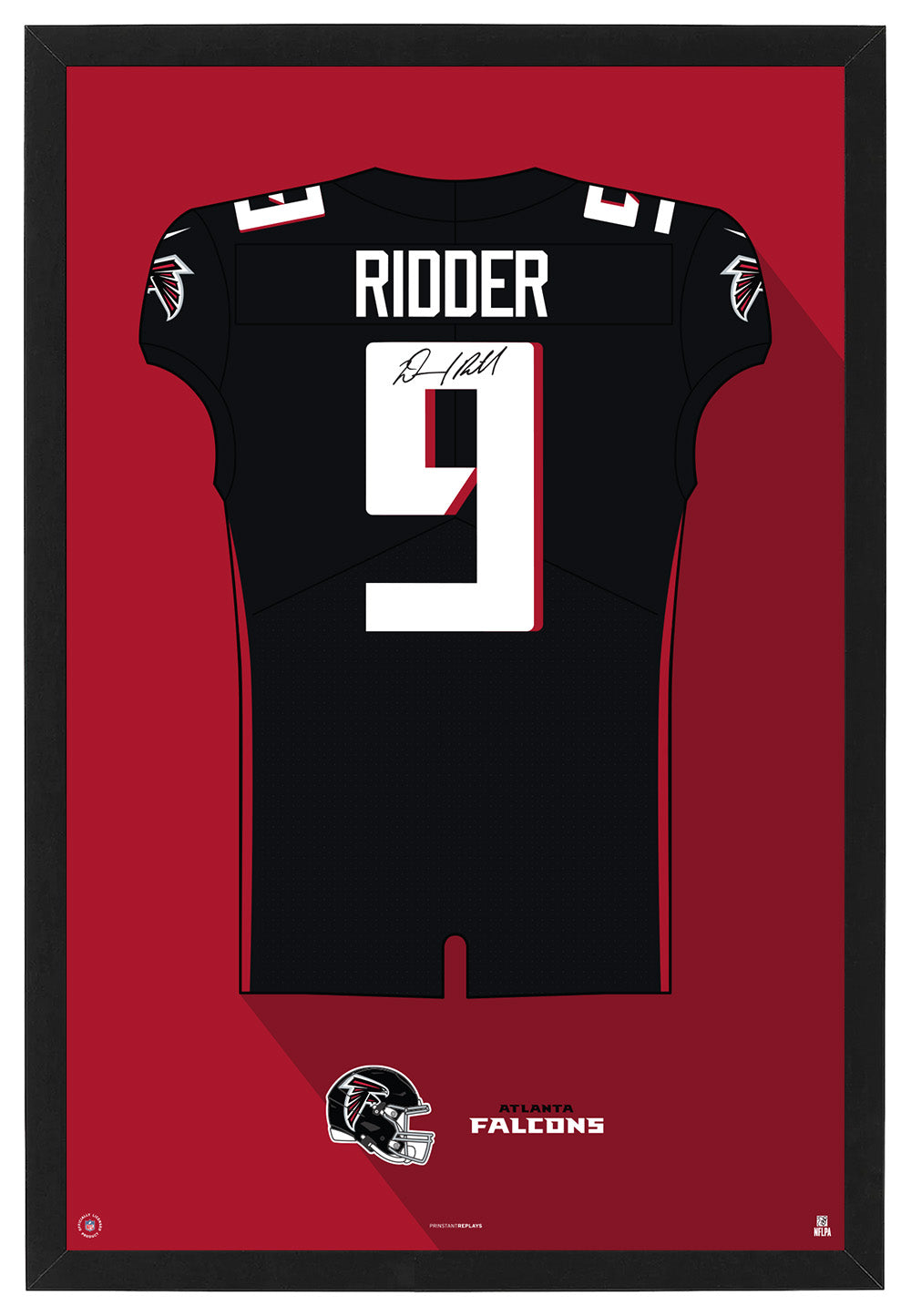 Atlanta Falcons Desmond Ridder Autographed Jersey Framed Print