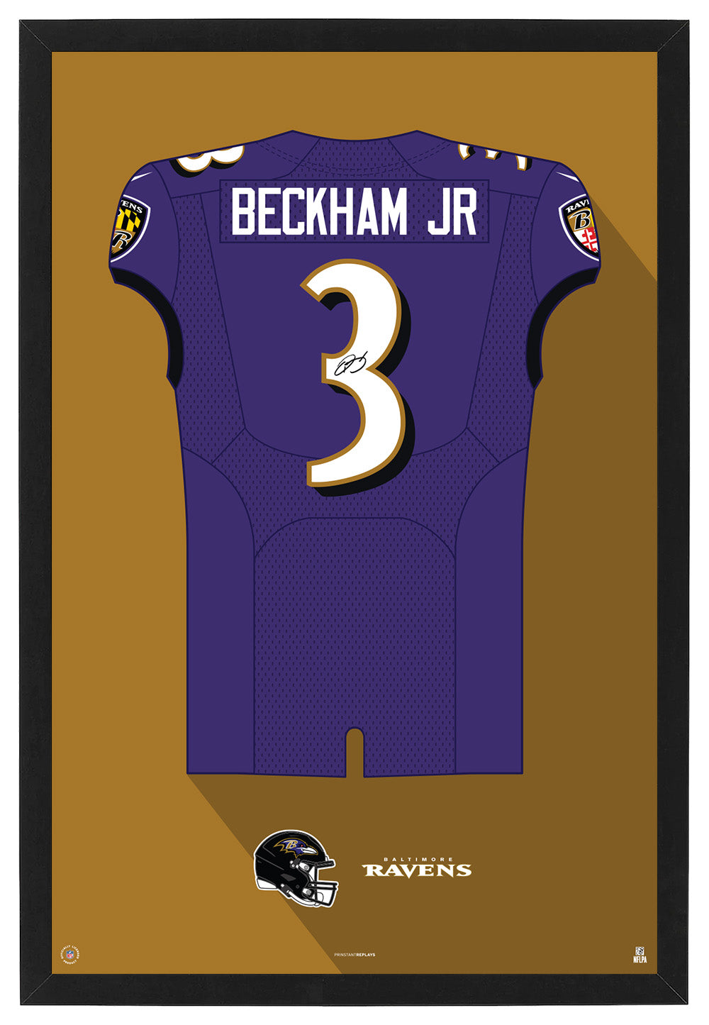 Baltimore Ravens Odell Beckham Jr. Autographed Jersey Framed Print