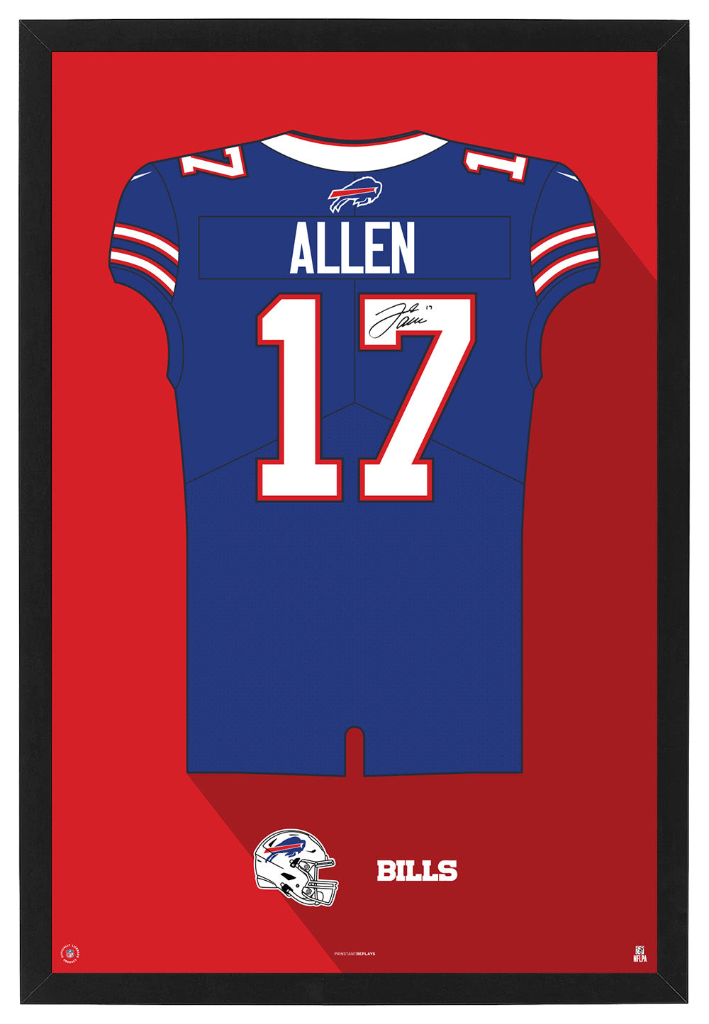 Buffalo Bills Josh Allen Autographed Jersey Framed Print