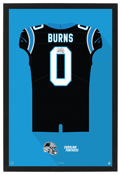 Carolina Panthers Brian Burns Autographed Jersey Framed Print
