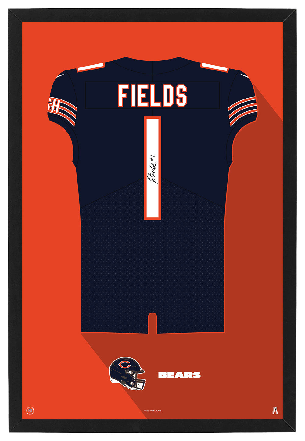 Chicago Bears Justin Fields Autographed Jersey Framed Print