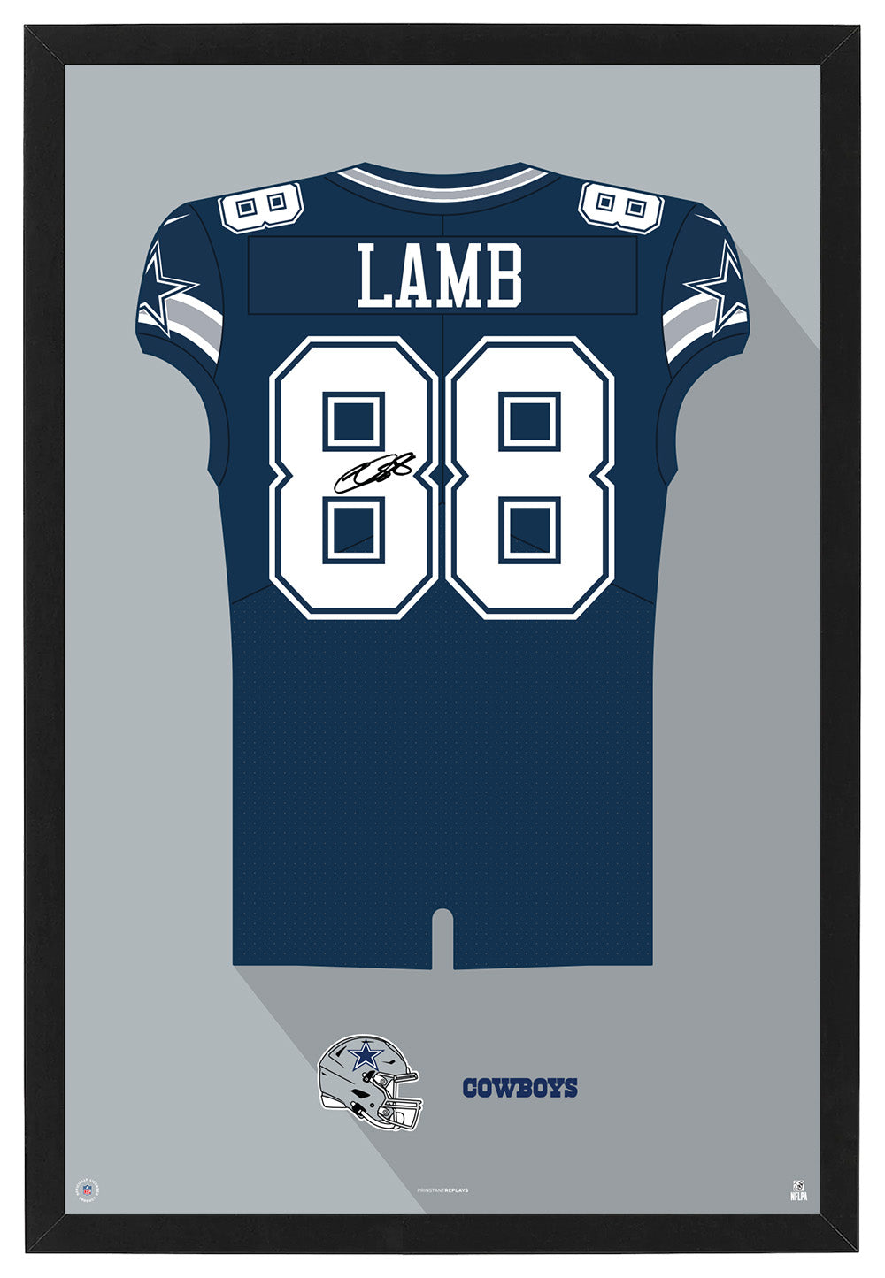 Dallas Cowboys Ceedee Lamb Autographed Jersey Framed Print