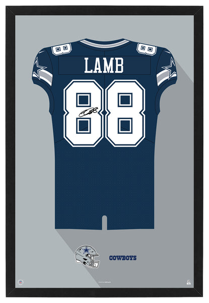 Dallas Cowboys Ceedee Lamb Autographed Jersey Framed Print