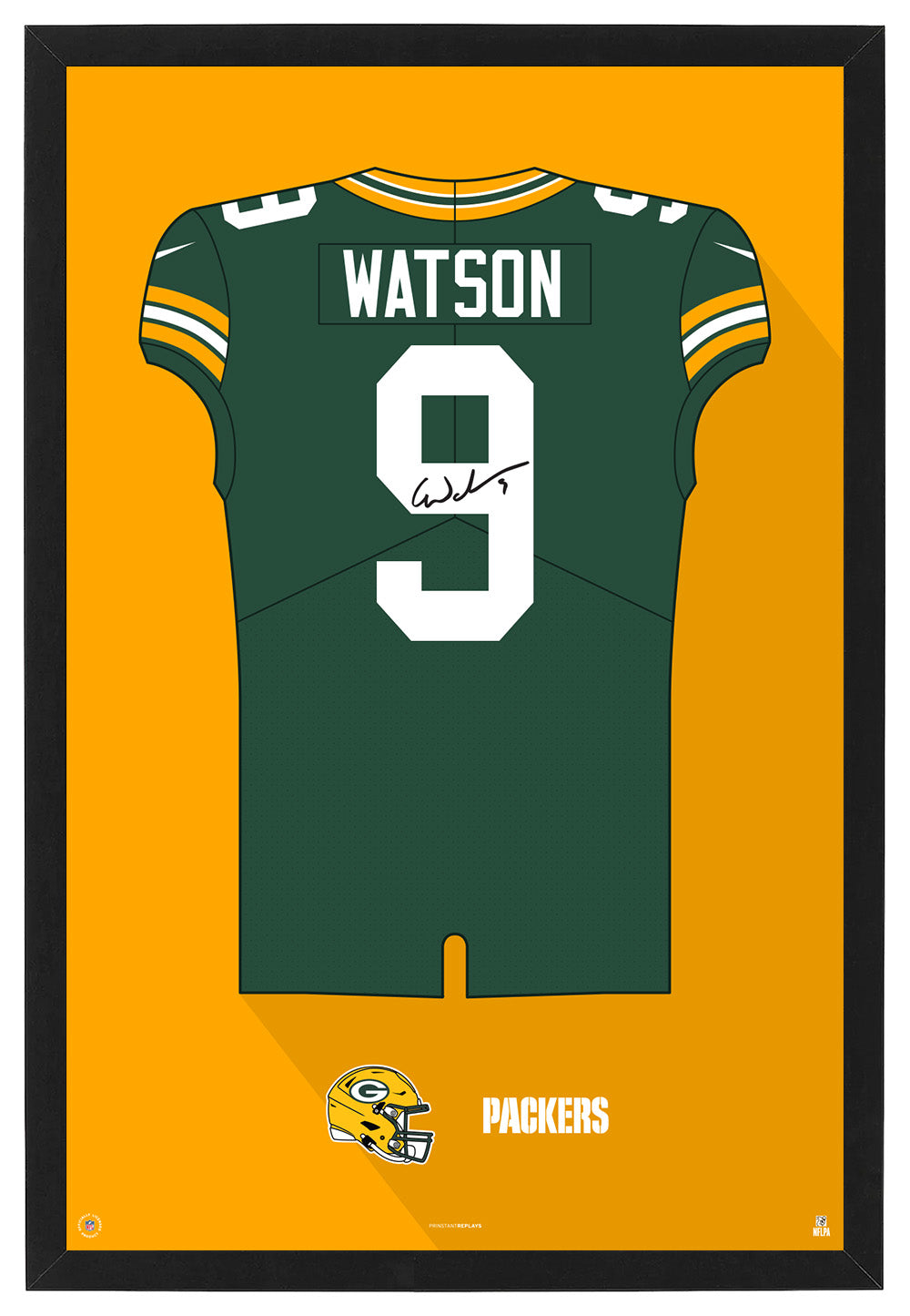 Green Bay Packers Christian Watson Autographed Jersey Framed Print