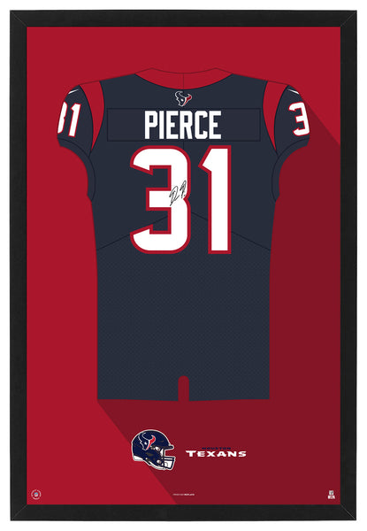 Houston Texans Dameon Pierce Autographed Jersey Framed Print