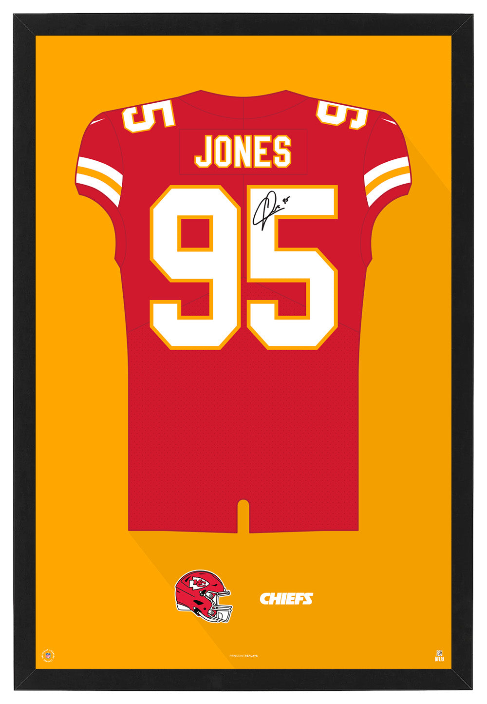 Kansas City Chiefs Chris Jones Autographed Jersey Framed Print