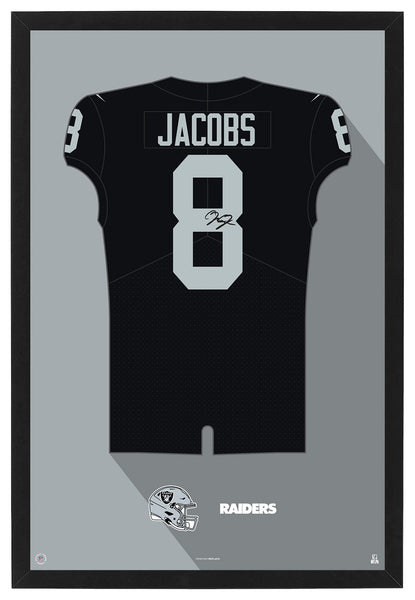 Las Vegas Raiders Josh Jacobs Autographed Jersey Framed Print