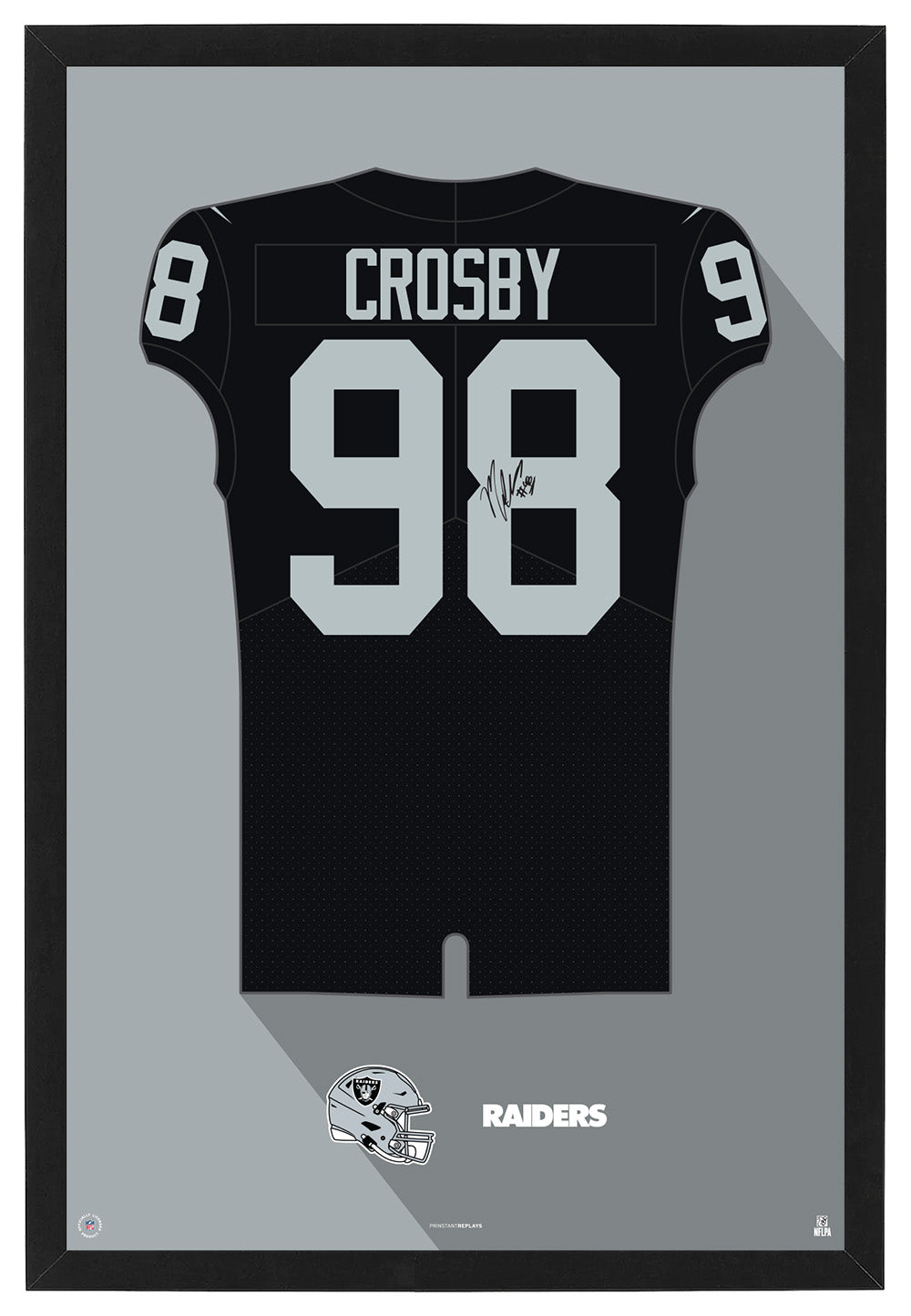 Las Vegas Raiders Maxx Crosby Autographed Jersey Framed Print