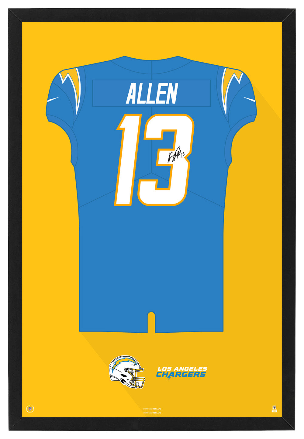 Los Angeles Chargers Keenan Allen Autographed Jersey Framed Print