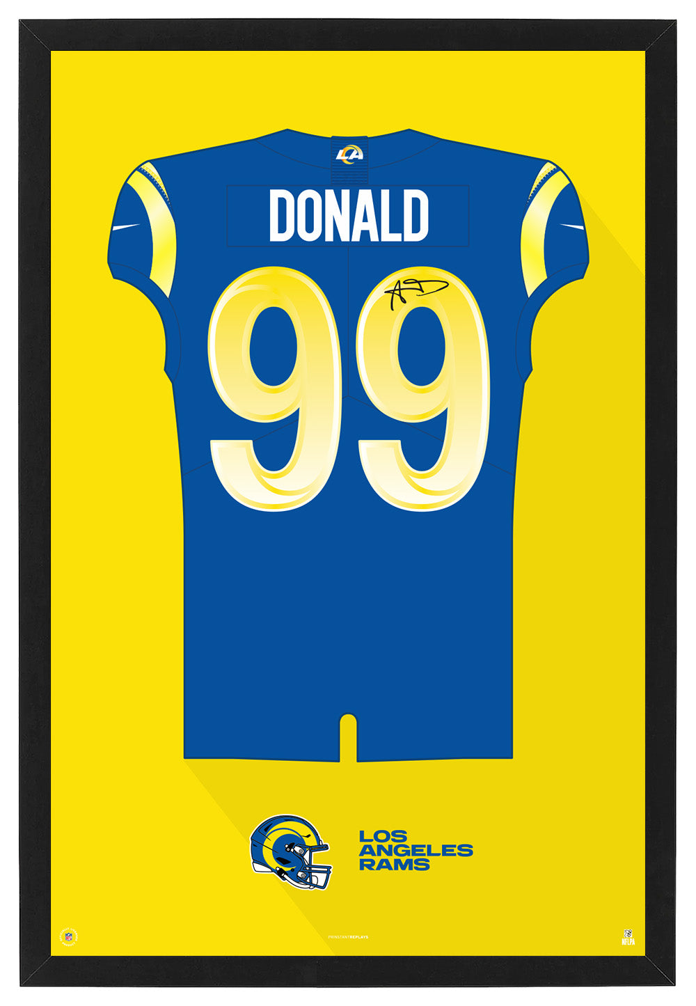 Los Angeles Rams Aaron Donald Autographed Jersey Framed Print
