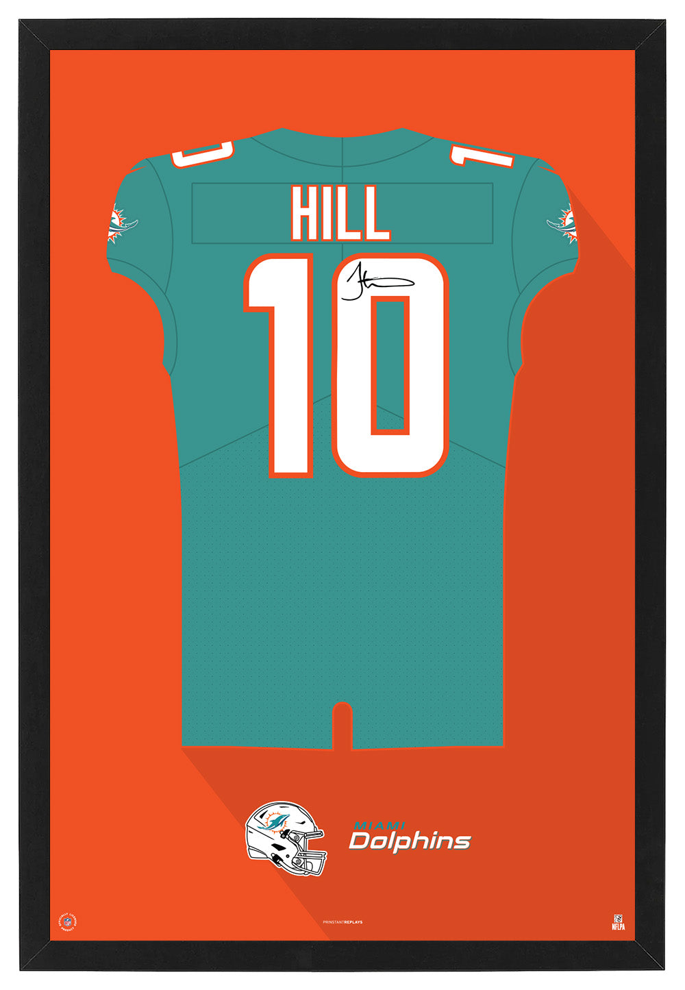 Miami Dolphins Tyreek Hill Autographed Jersey Framed Print
