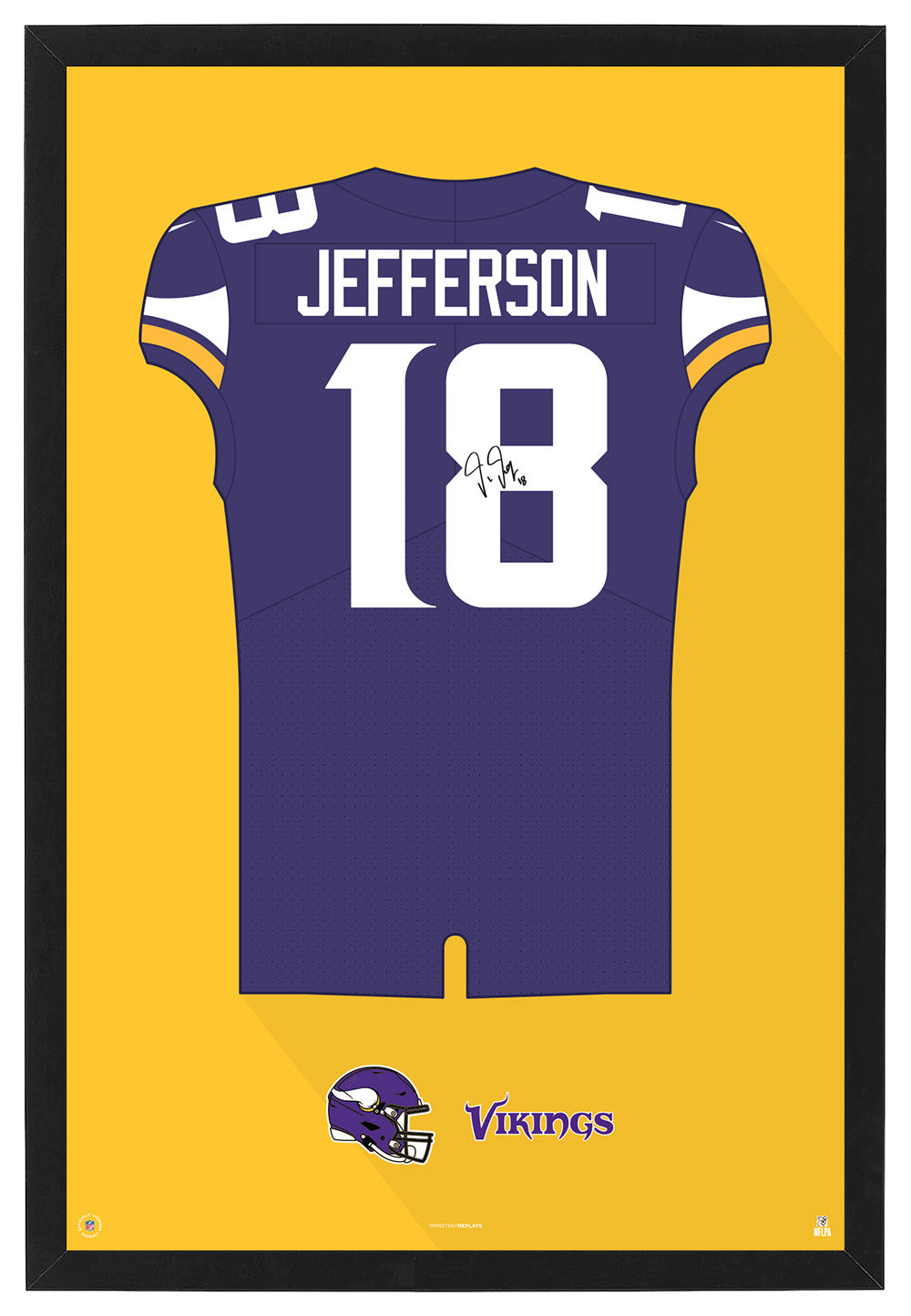 Minnesota Vikings Justin Jefferson Autographed Jersey Framed Print