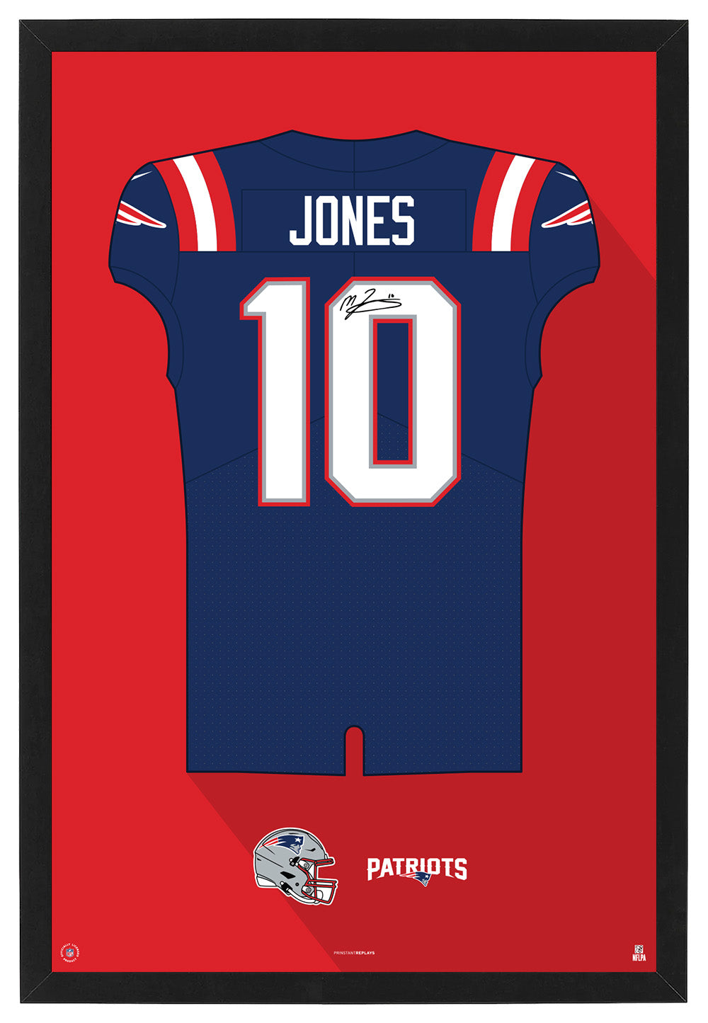 New England Patriots Mac Jones Autographed Jersey Framed Print