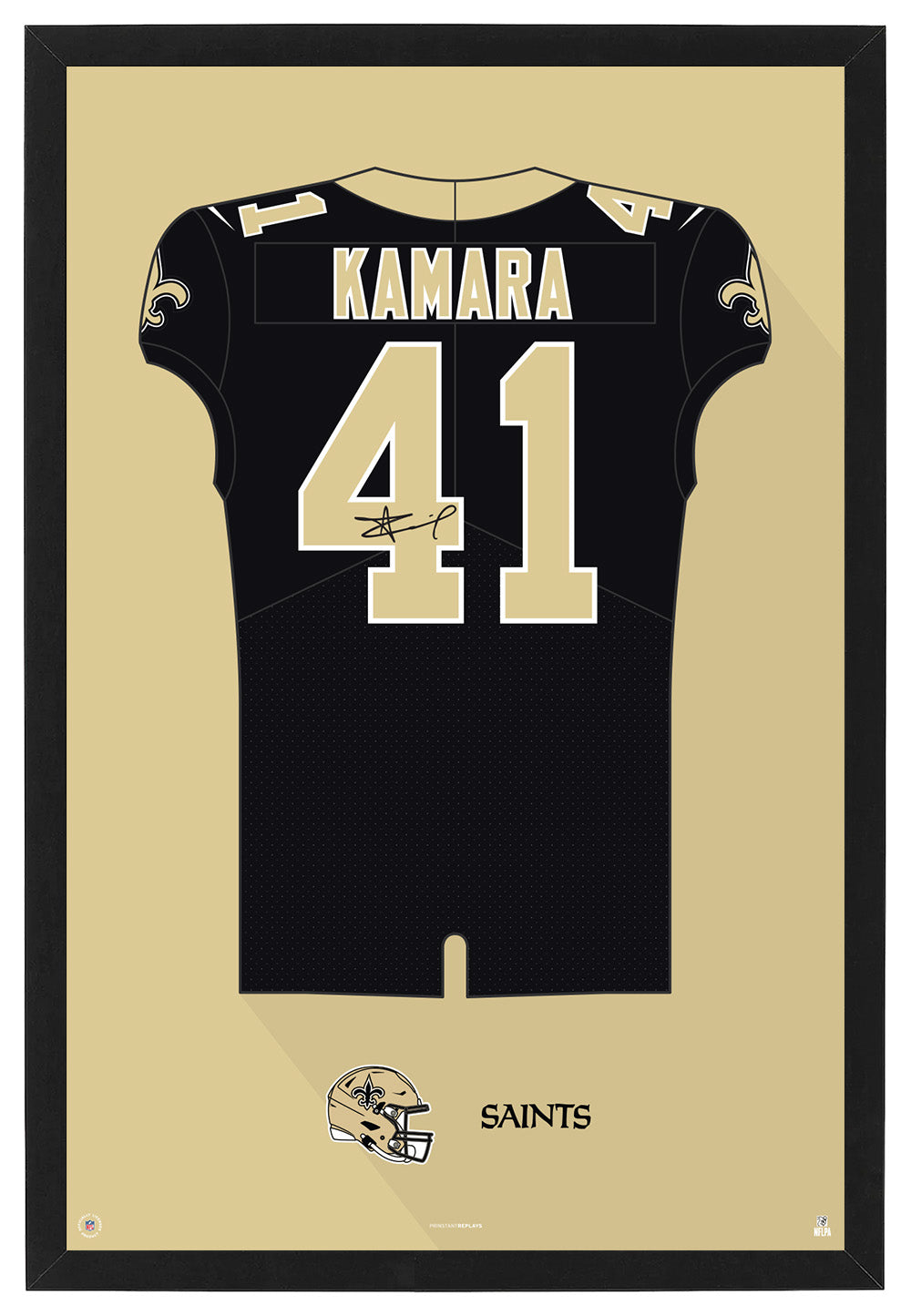 New Orleans Saints Alvin Kamara Autographed Jersey Framed Print