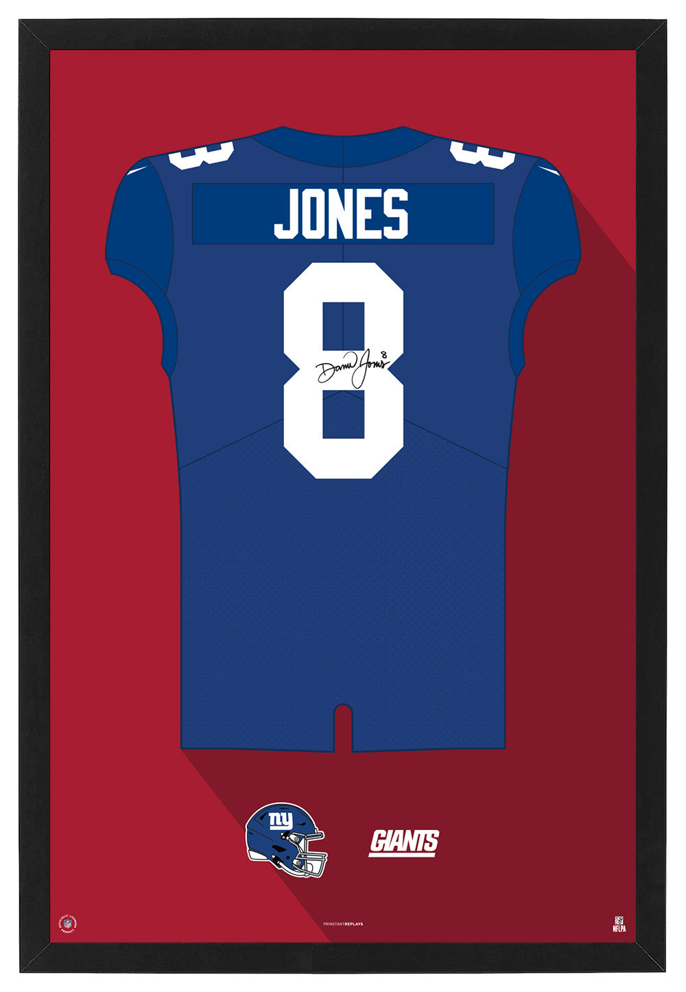 New York Giants Daniel Jones Autographed Jersey Framed Print