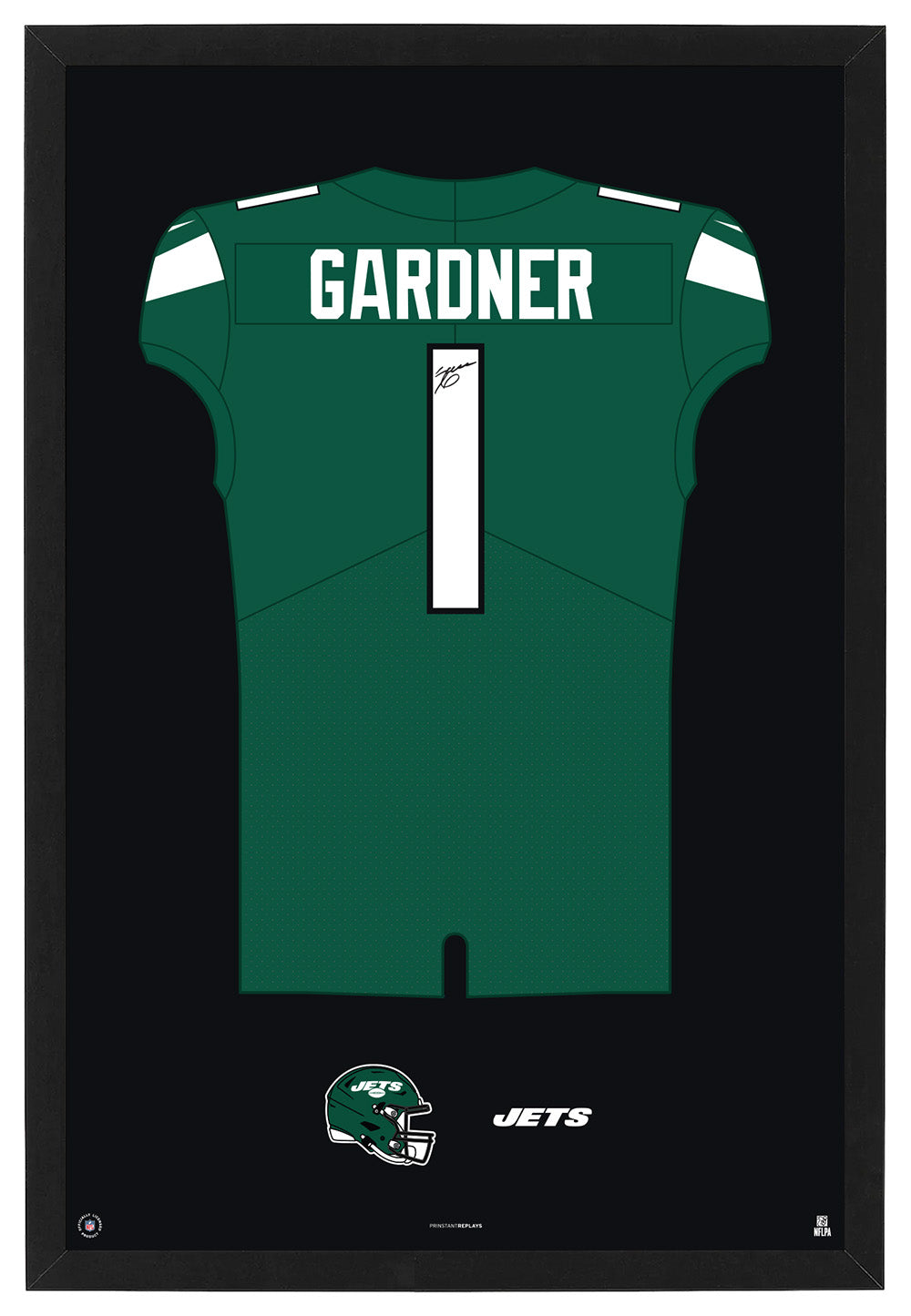 New York Jets Sauce Gardner Autographed Jersey Framed Print