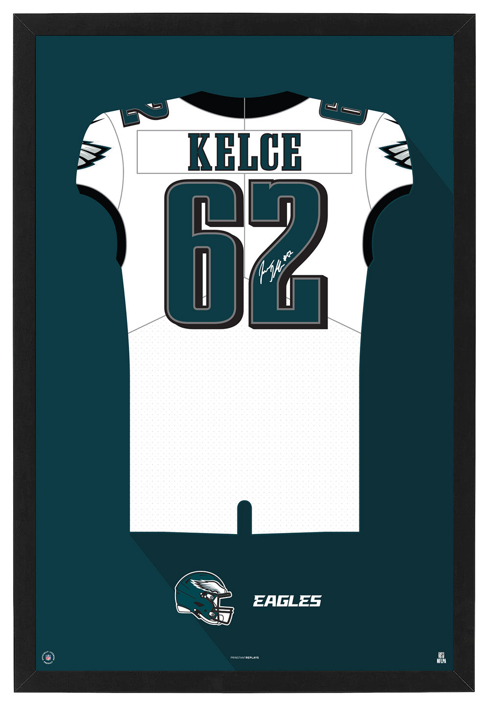 Philadelphia Eagles Jason Kelce Autographed Jersey Framed Print