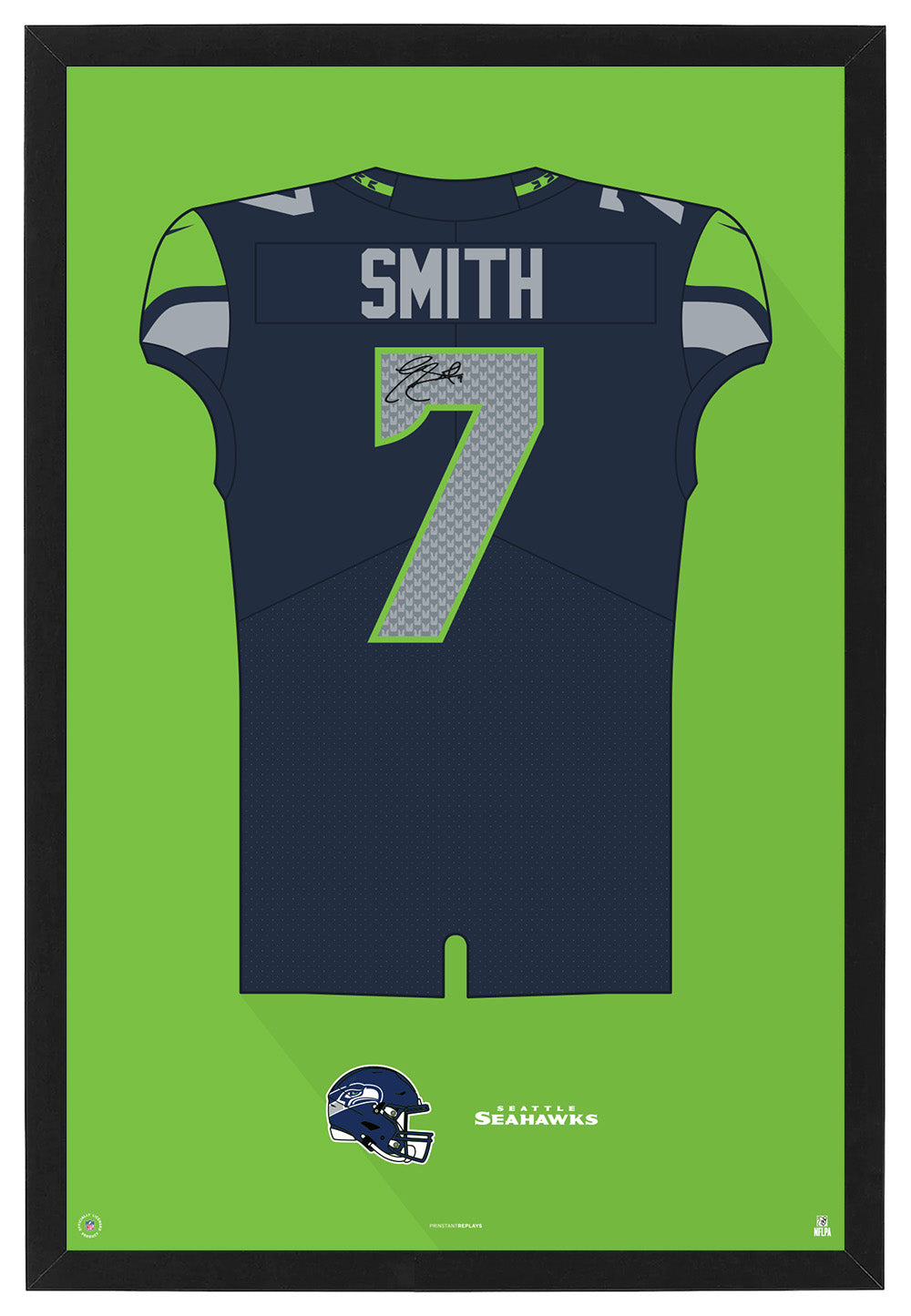 Seattle Seahawks Geno Smith Autographed Jersey Framed Print