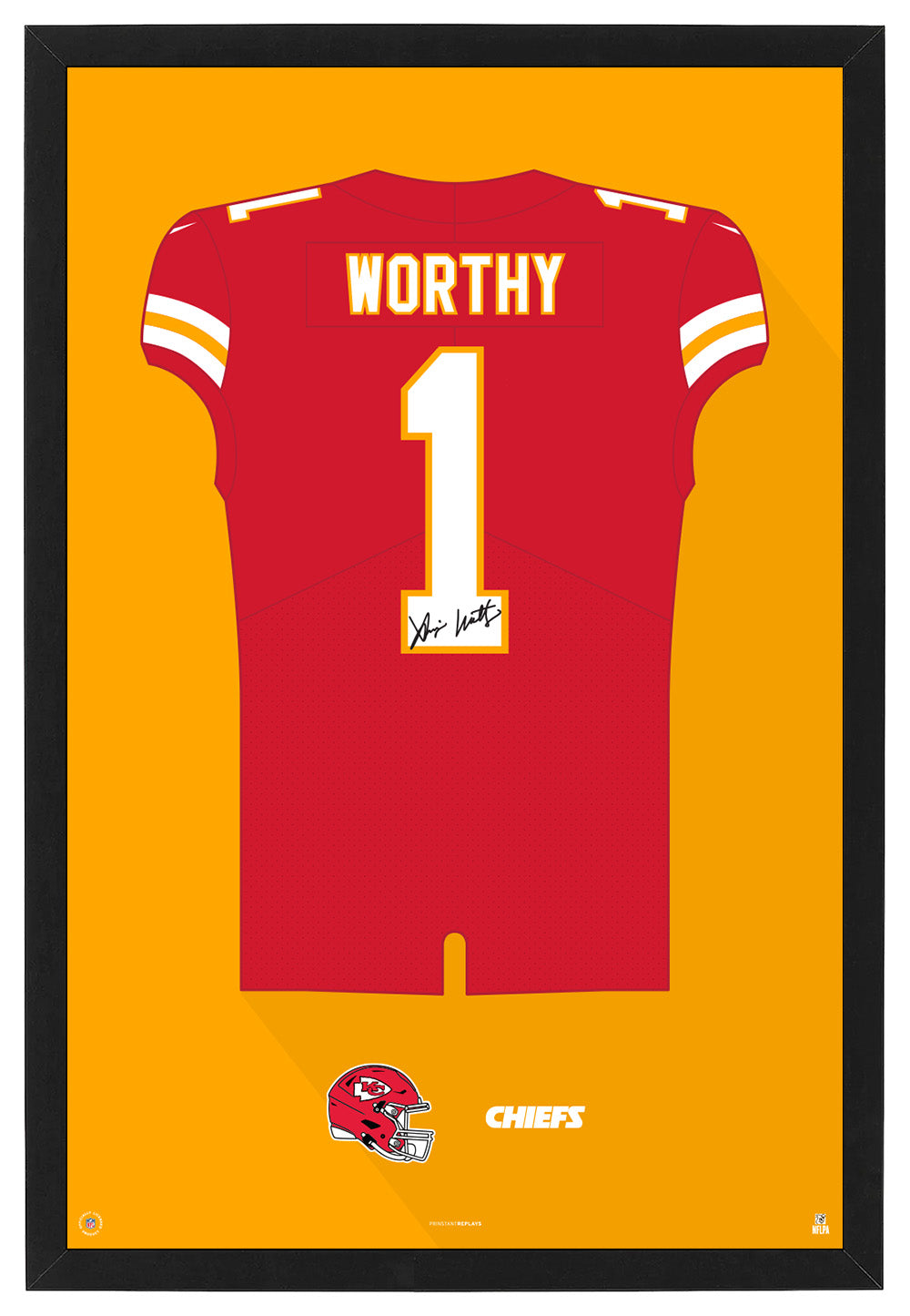Kansas City Chiefs Xavier Worthy Autographed Jersey Framed Print