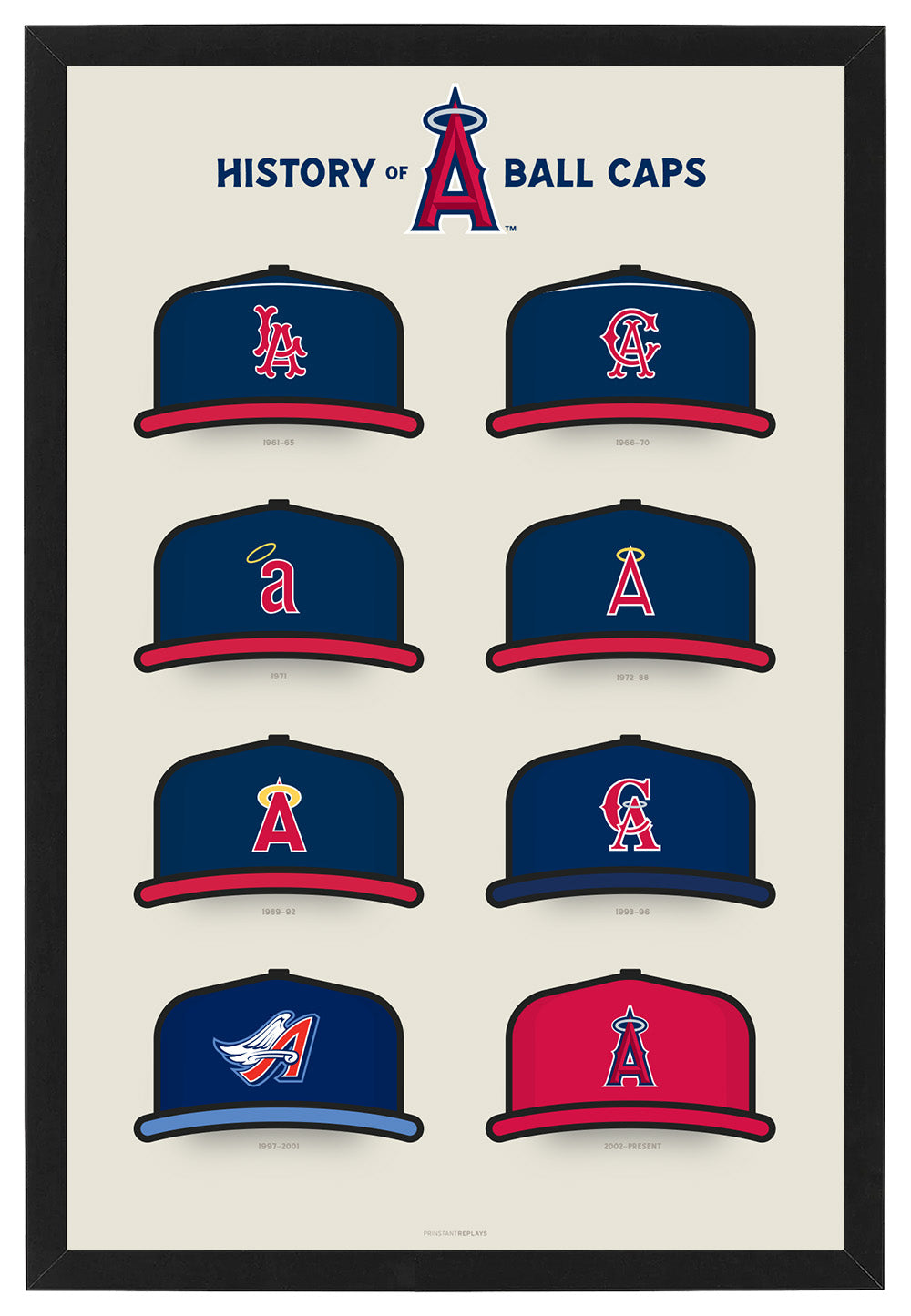 Angels History of Ball Caps Framed Print