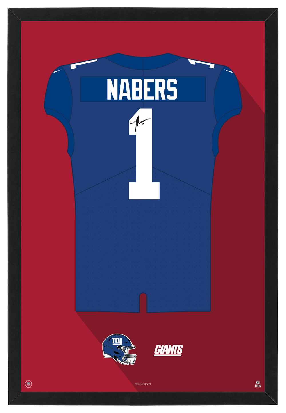 New York Giants Malik Nabers Autographed Jersey Framed Print