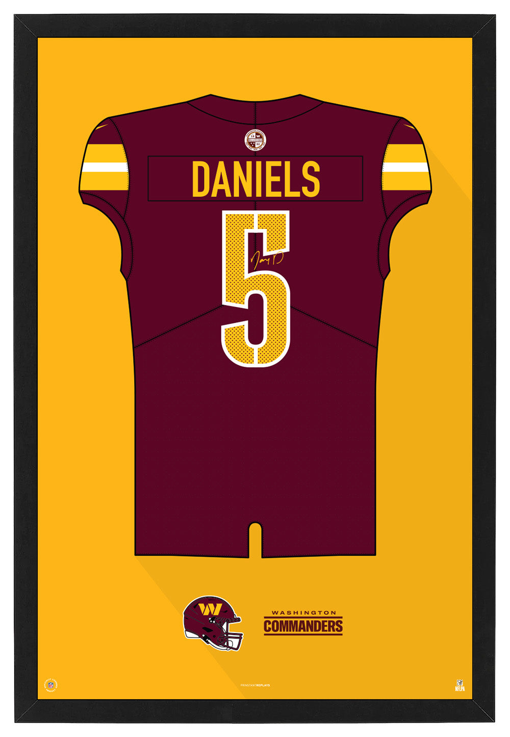 Washington Commanders Jayden Daniels Autographed Jersey Framed Print