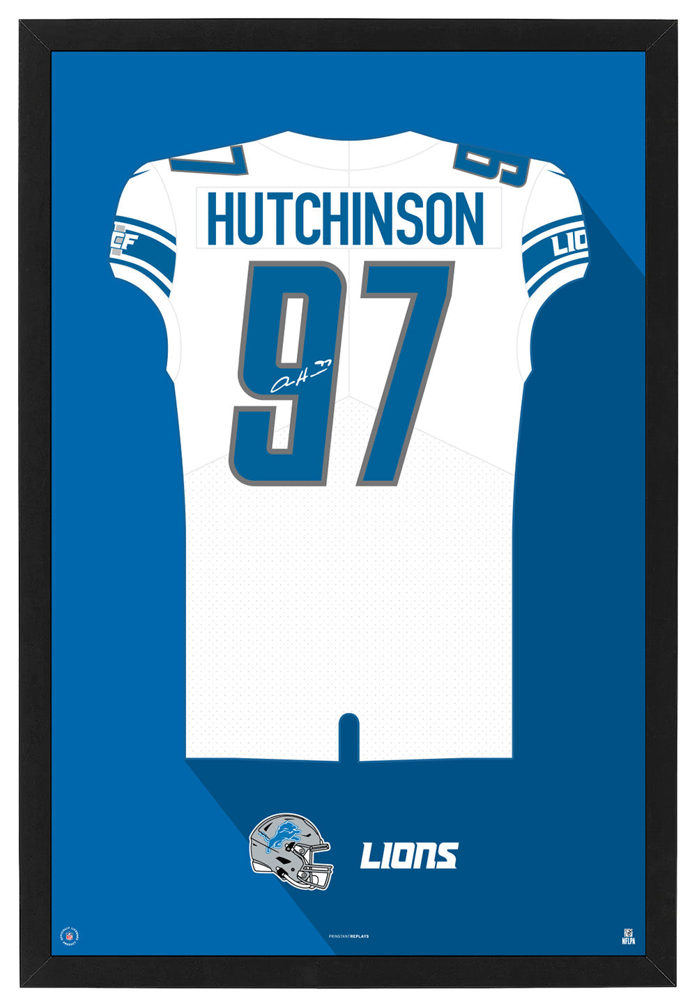 Detroit Lions Aidon Hutchinson Autographed Jersey Framed Print